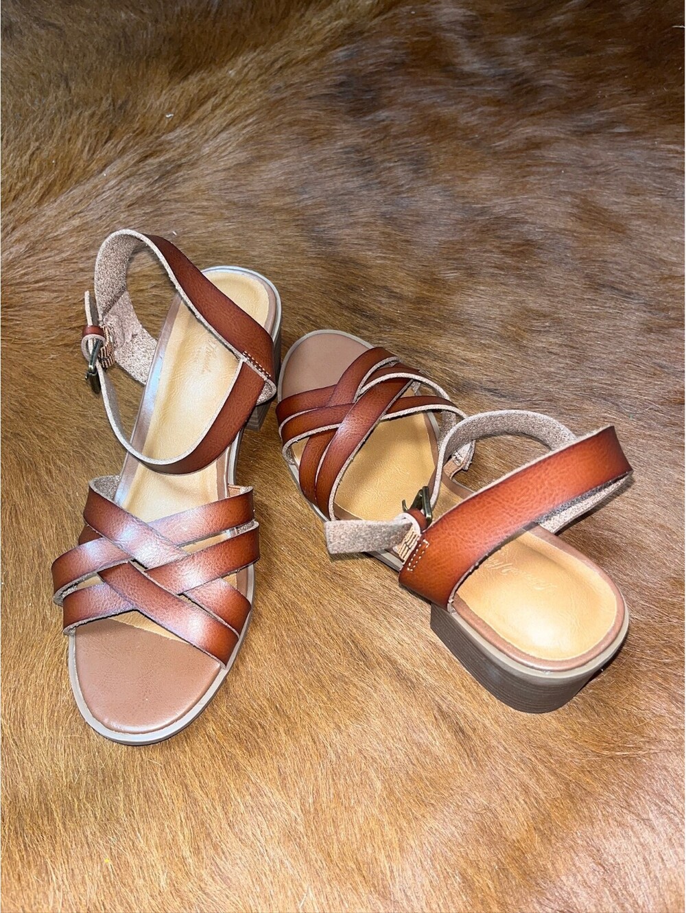 Brown Strappy Platform Sandals